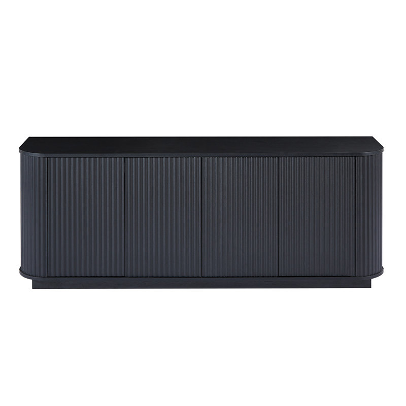 Ebern Designs 64" Vertical-Striped 4-Door Sideboard, Black