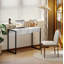High Gloss Work Table, with Drawers - White