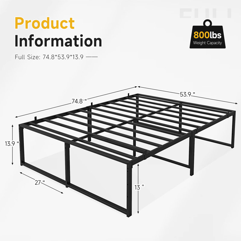 Twin Size Bed Frame,Metal Frame,3-In-1 Steel Support Bed Frame, Full