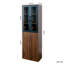 Armoire de rangement H 70,87 po, étagère de rangement coulissante multi-fonctions à 4 niveaux et 2 portes en verre, grande bibliothèque moderne en bois pour le bureau à domicile-1496426718