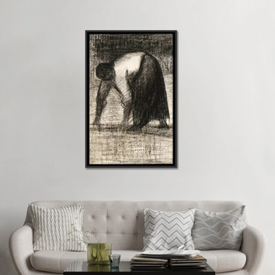 «Paysanne Les Mains Au Sol 1882» par Georges Seurat, reproduction d'art sur toile