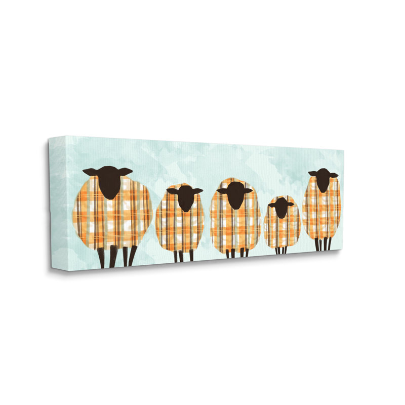 «Sheep Herd Plaid Swillers» par Ziwei Li - Impression sur toile, Toile tendue, H 20 po x l 48 po