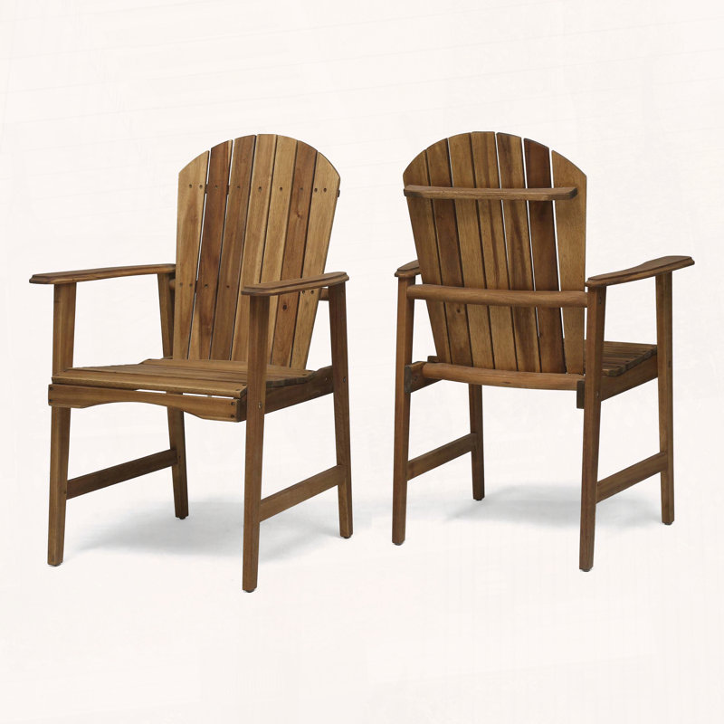 Ensemble de 2 chaises de salle à manger en bois d'acacia Adirondack, Naturel