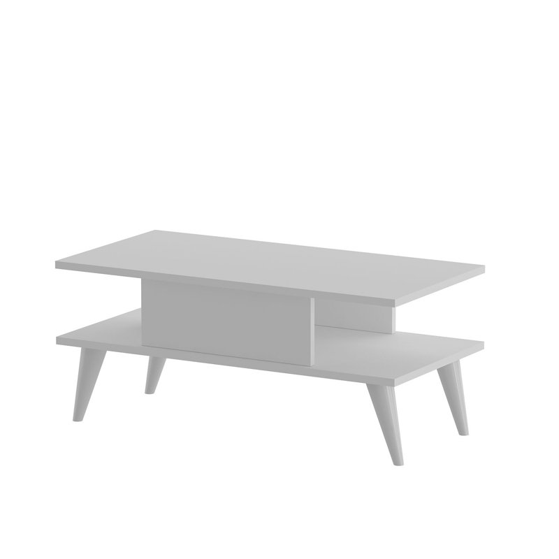 Table basse moderne blanche, panneau de particules recouvert de mélamine à 100%, épaisseur: 0,7 pouce | Conception élégante de couleur unie, parfaite pour le salon et les espaces contemporains, durable et élégante