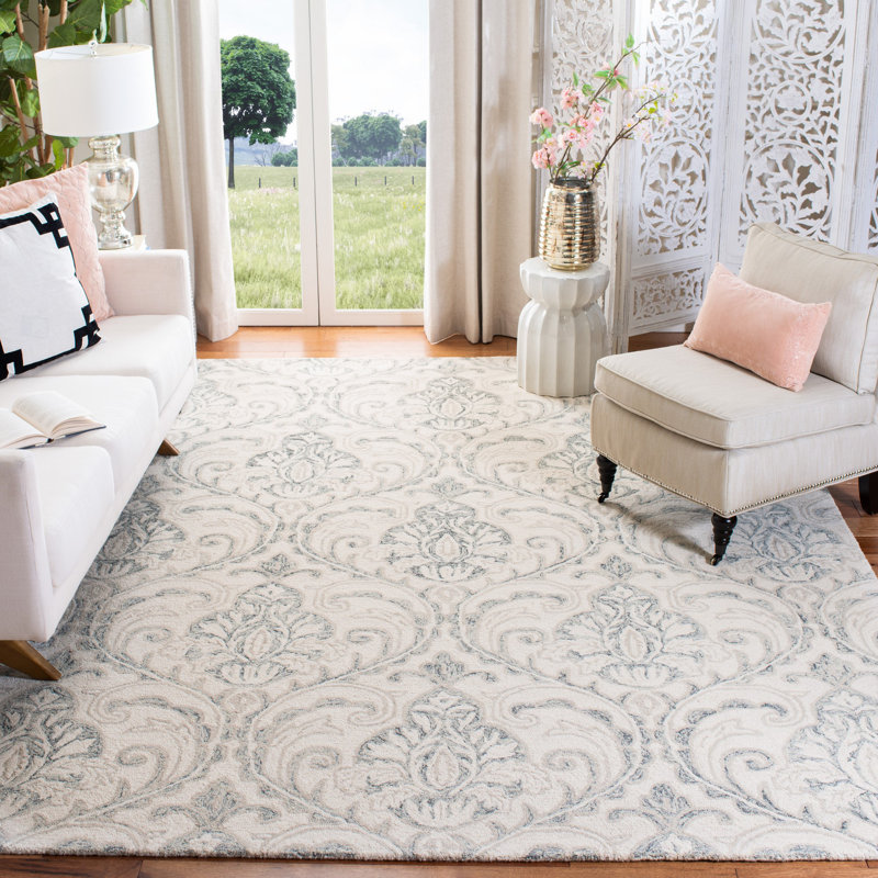Hitchens Hand Tufted Wool And Cotton With Latex Ikat Rug, Rectangle 10' x 14'