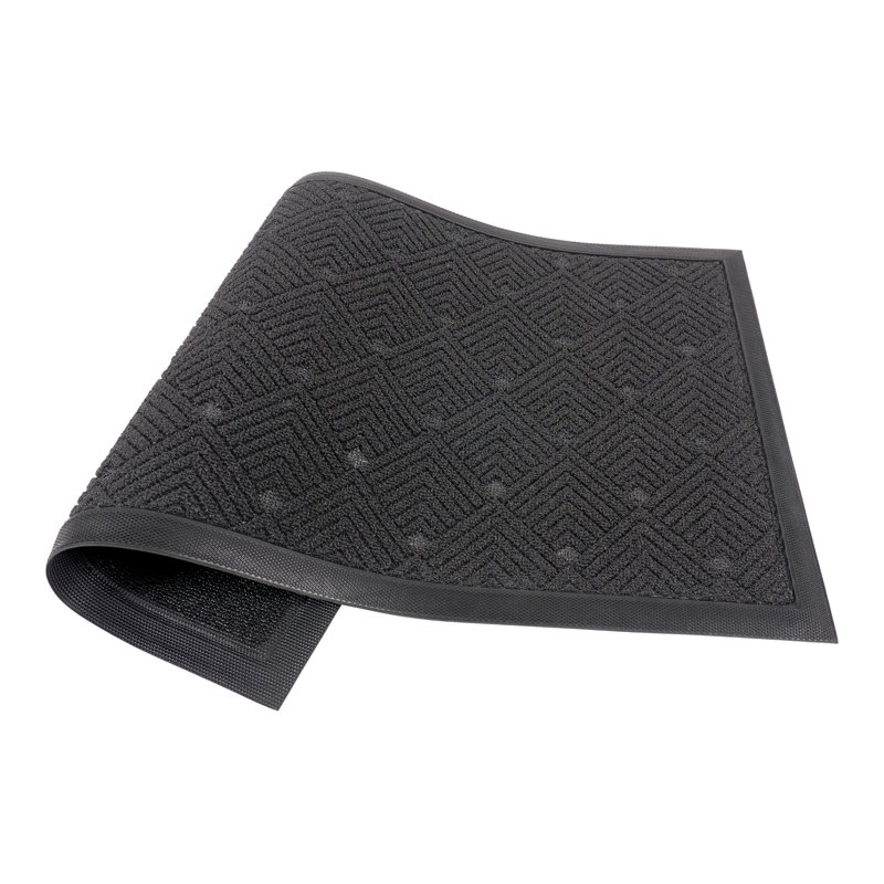 Ghi Non-Slip Geometric Indoor/Outdoor Doormat, Black