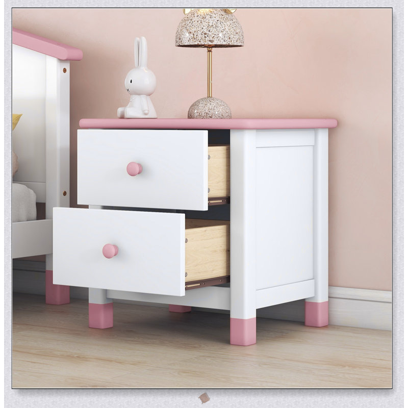 Table de chevet en bois avec deux tiroirs pour enfants, parfaite pour l'organisation de la chambre à coucher et l'efficacité de l'espace