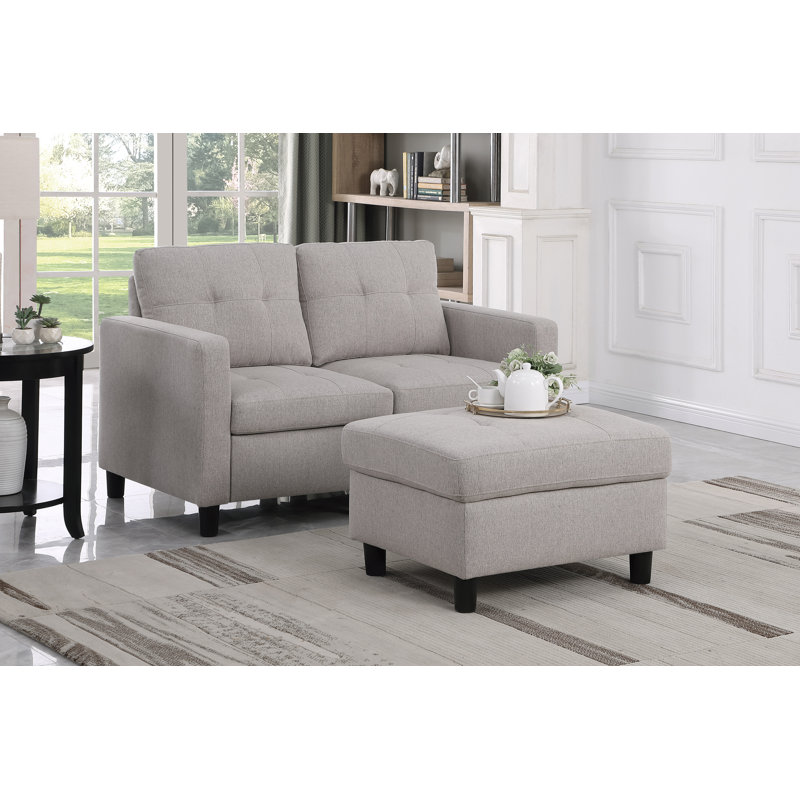 Montray 55.1" Upholstered Loveseat, Light Gray Linen Blend