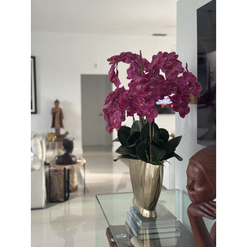 Vivien Gold Vase With Phaleanopsis Orchids, Pink