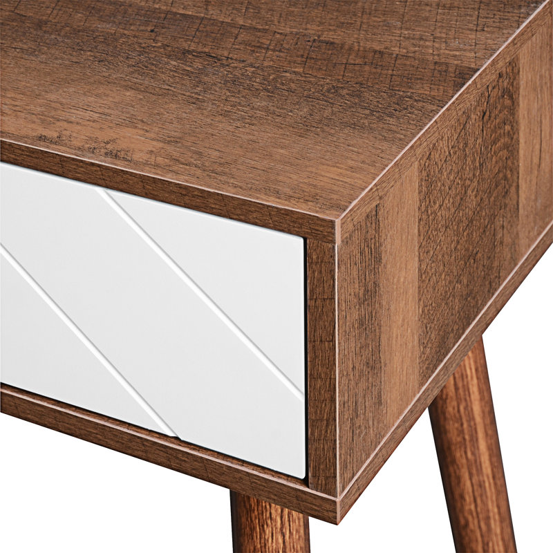 Modern Entryway Table with Carved Panel Drawers, Console Table with Storage Space and Wood Legs