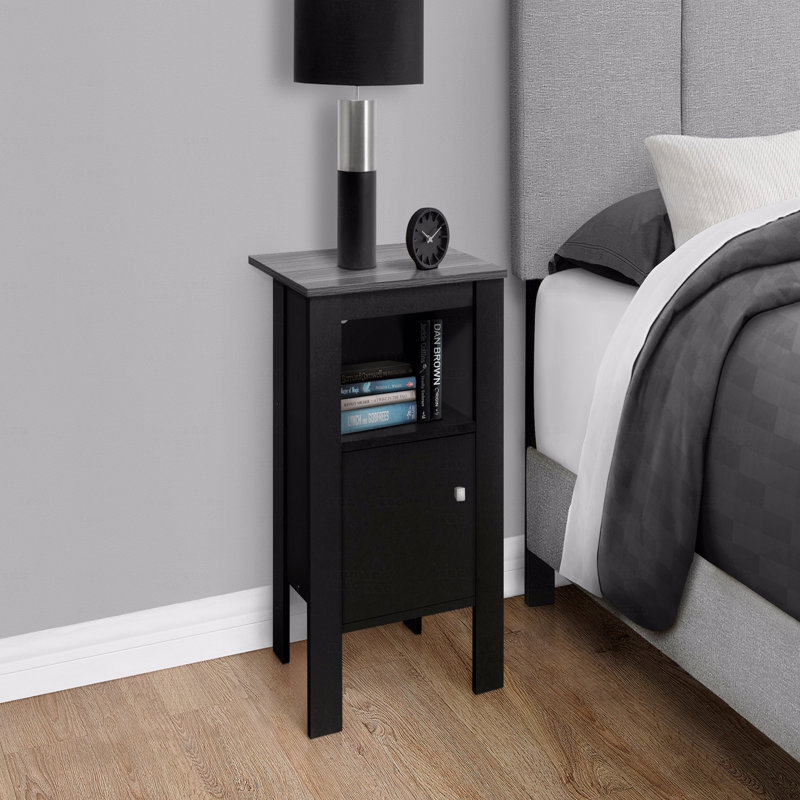 Table d'appoint, table d'appoint, table de bout, table de chevet, lampe, stratifié de rangement, transitionnel, Noir