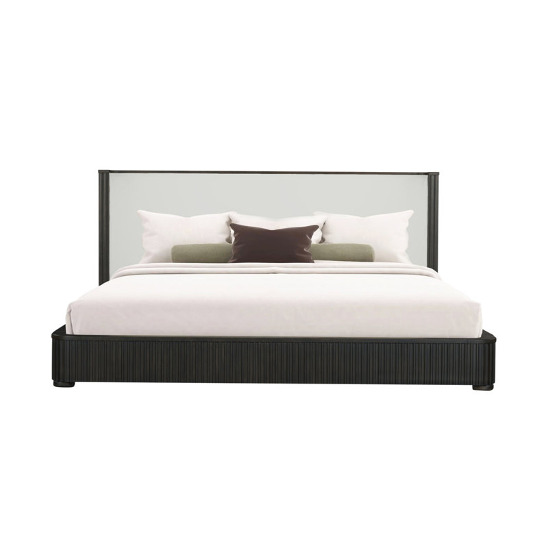 Grand lit en lin et espresso beige Clayten, Queen