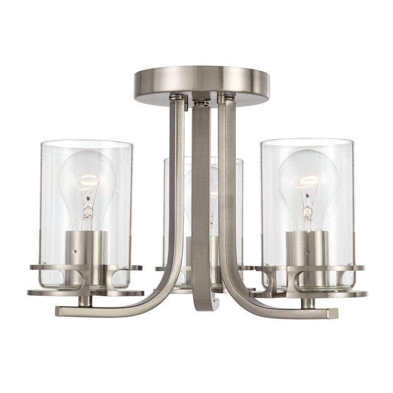 Ahsir Glass Semi Flush Mount, Brushed Nickel