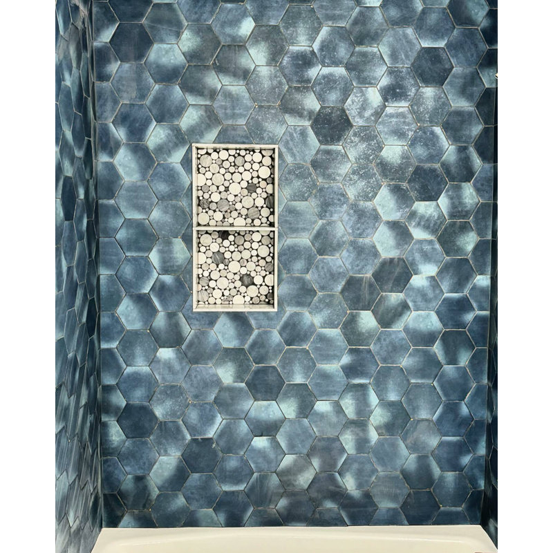 Kinetic Fog White Small Circles Marble Polished Mosaic Tile