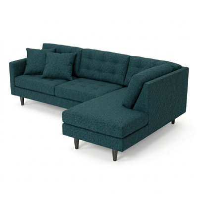 Talmadge Sectional – Made in USA, Custom Fabric Options, L-Shaped Sectional Wholesale Sectional Furniture - Velvet Antique Peacock - Velvet