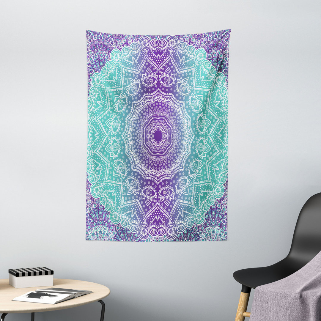 Tapisserie Hippie Ombre Mandala Innerer Frieden und mit Ornamenten