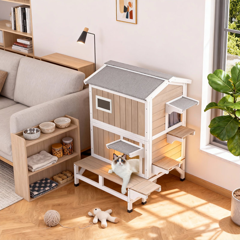 Abri d'extérieur pour chat avec plateforme, H 39,5 po x l 28,7 po x P 25,6 po 