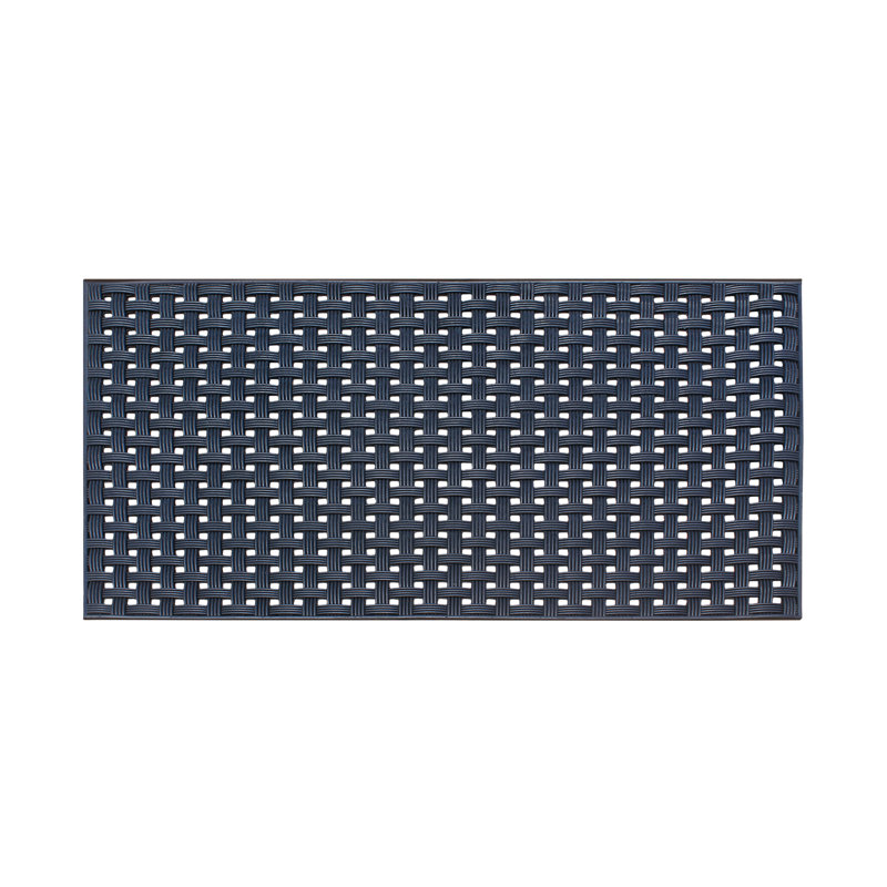 Large Black Checkered Rubber Outdoor Doormat