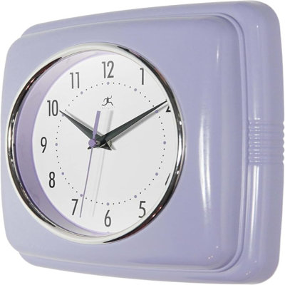 Infinity Instruments Retro Wall Clock - 9 Inch Square Clock - Silent Non-Ticking Mid Century Modern - Kitchen Clock Office Clock Diner Wall Clock - Vintage Wall Clock Decorative