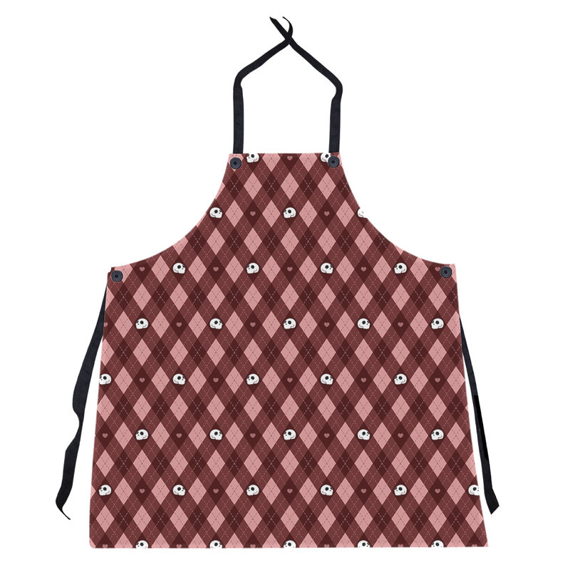 Tablier à motif argyle crânes, Rouge