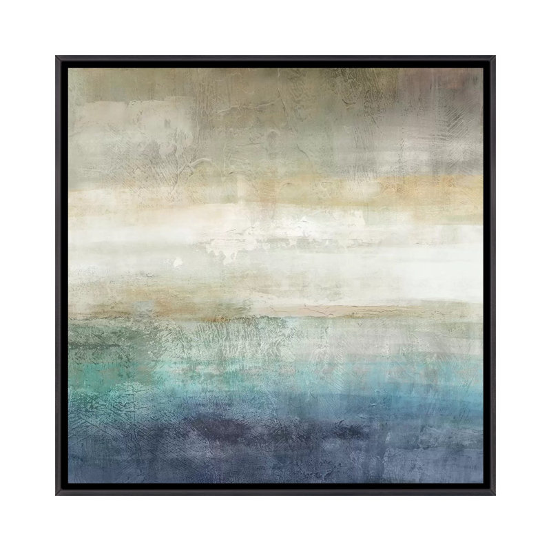 Reproduction d’art, "Mountain Lake" par Nan, Pas de tapis, H 18 po x l 18 po x 1,5 po, Toile avec cadre noir patiné