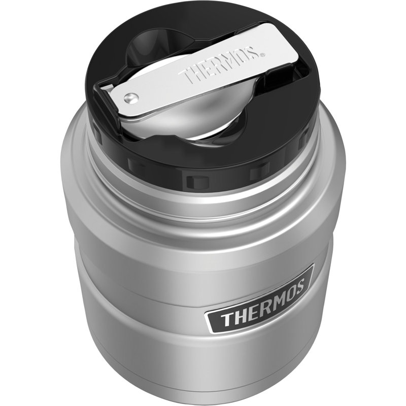 Pot à manger en acier inoxydable très grand avec cuillère à cuillère pliante 16oz., Couverts