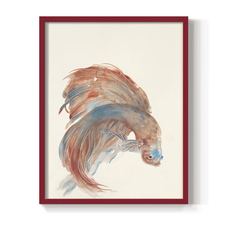 Betta III Framed Print - Solid Wood, Red, 10" H x 8" W