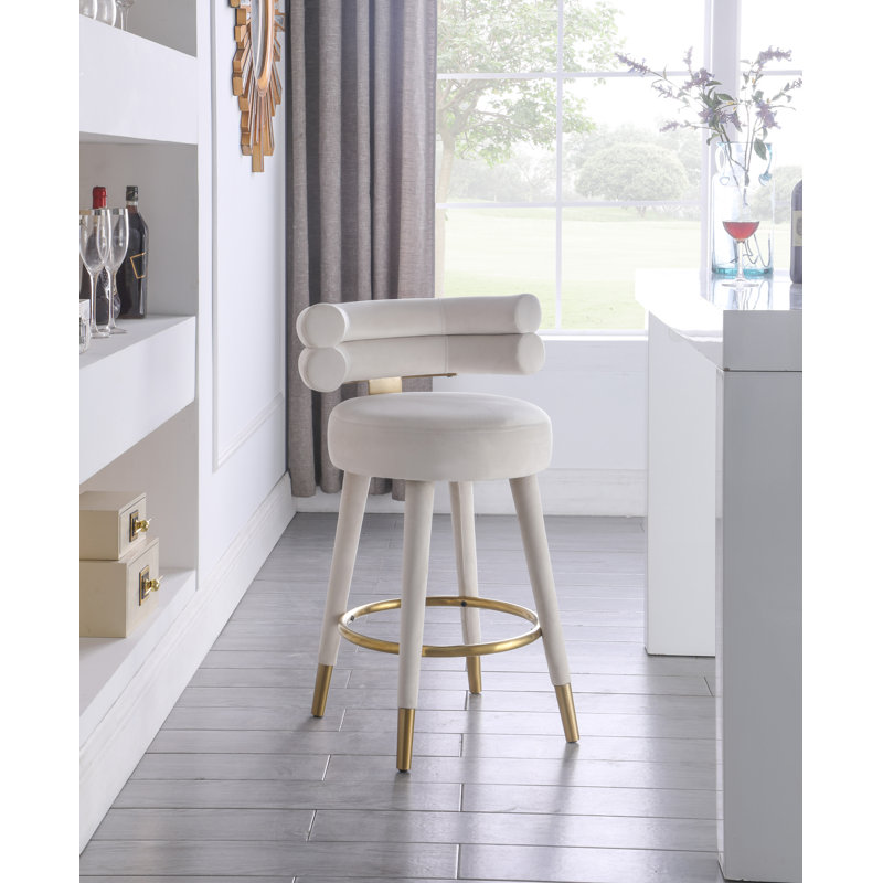Tabouret de comptoir 26,5 po Reimers, Velours crème