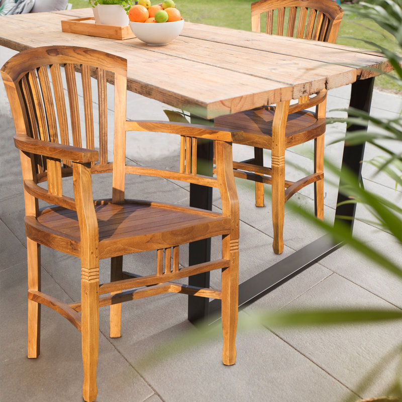 Clarisse Teak Patio Dining Arm Chair