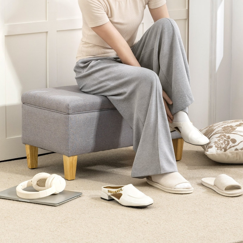 71cm Wide Footstool Ottoman, Grey
