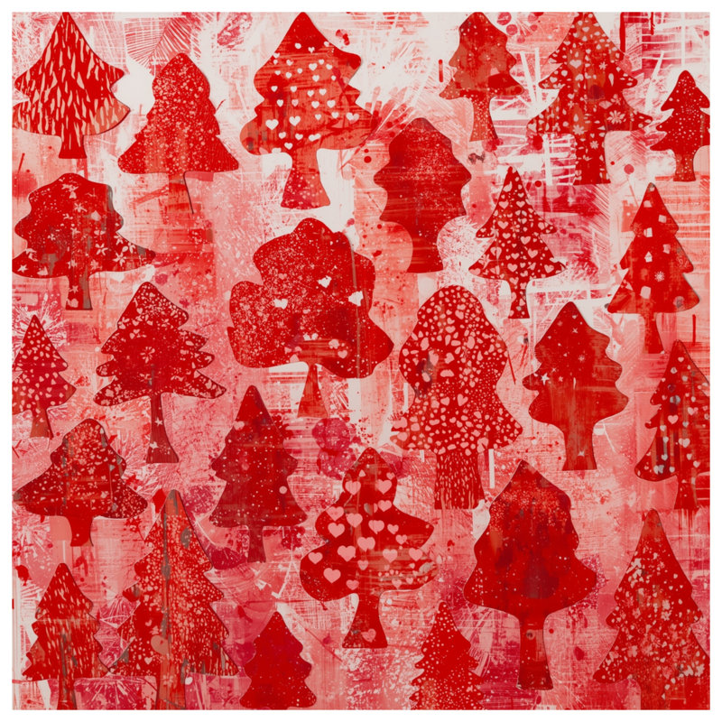 Red Christmas Trees Double Sided Throw Pillows, 16 x 16 inches