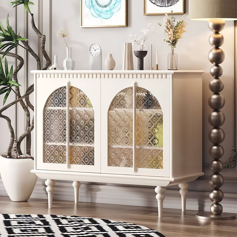 Buffet de rangement de style rétro français, Crème, crème
