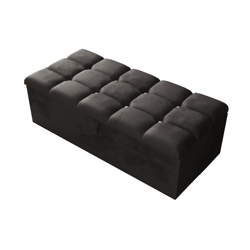 Picabo 102cm Wide Rectangle Geometric Standard Ottoman with Storage, Charcoal
