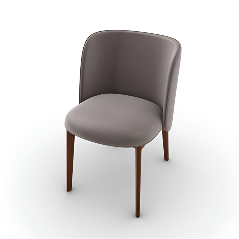 Abrey Upholstered Armchair with Wooden Base, Mud Brown, Walnut