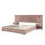 Structure de lit tapissier grand, tissu chenille avec design plissé et table de chevet intégrée-1364466848
