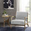 Chaise en bois massif de style Mid-Century moderne gris avec structure rembourrée-428964878