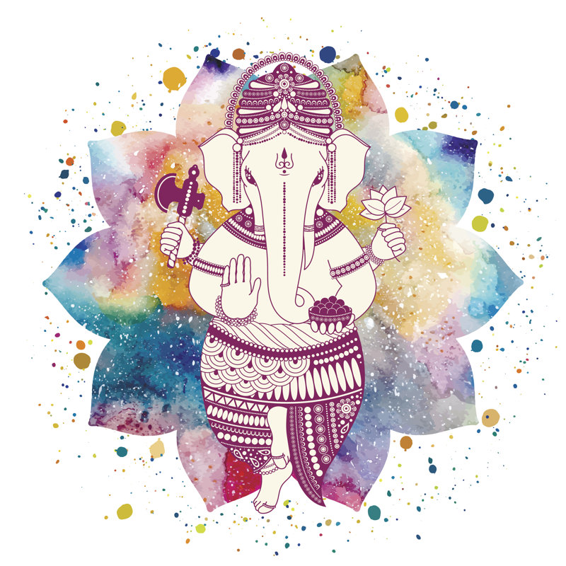 Ganesha God Vector - Wrapped Canvas Print, 30cm H x 30cm W x 3.8cm D