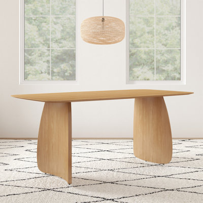 Modern 70.86" W Rectangular Dining Table with Solid Wood Legs