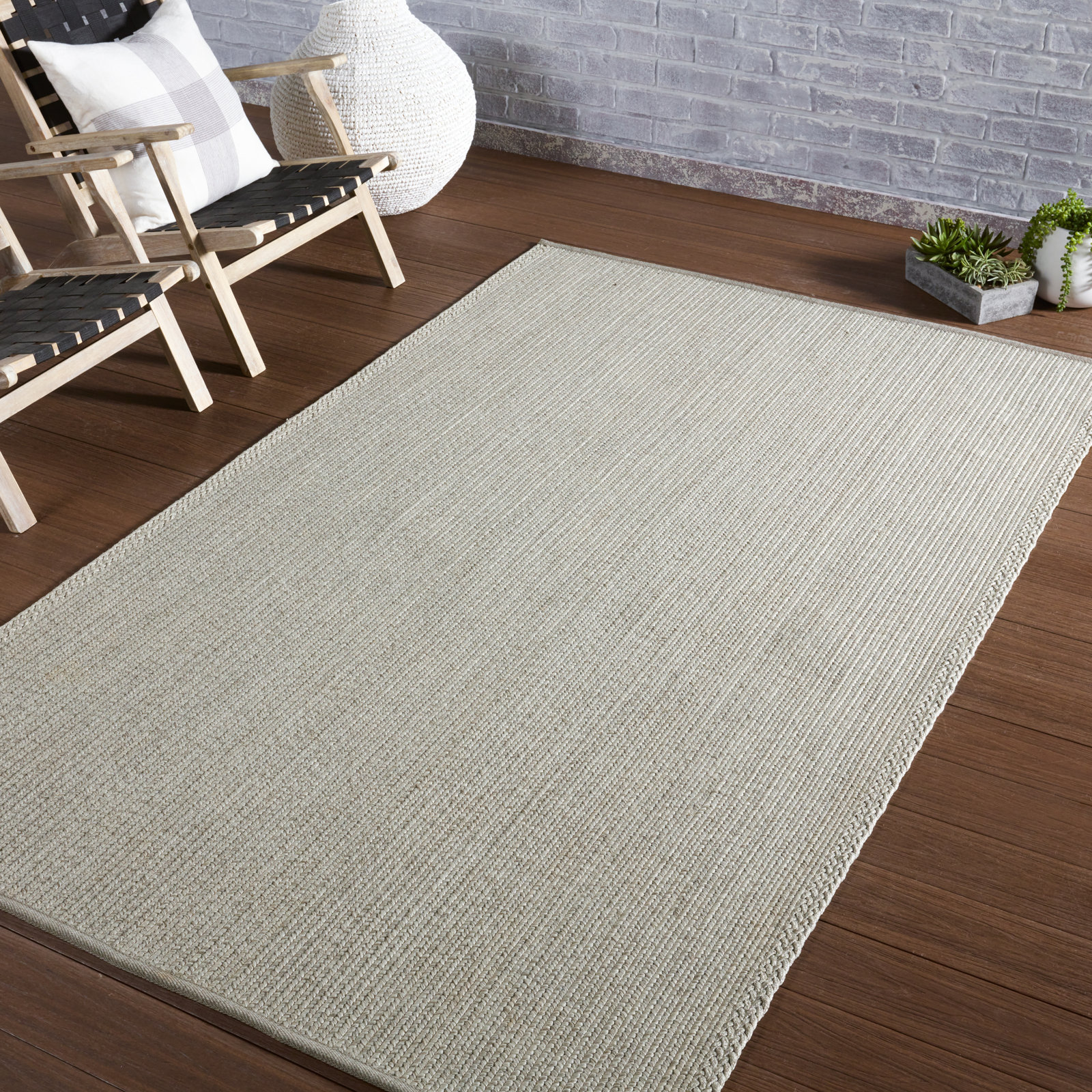 Colten Light Gray Hand-Woven Outdoor Rug, Rectangle 2' x 3'
