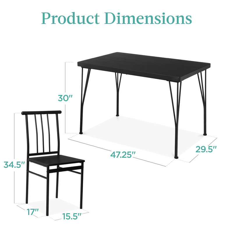 Alecsis 4 - Person Four Leg Dining Set, Black