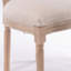Chaise de salle à manger style français avec structure en bois massif et dossier ovale en lin, ensemble de 2