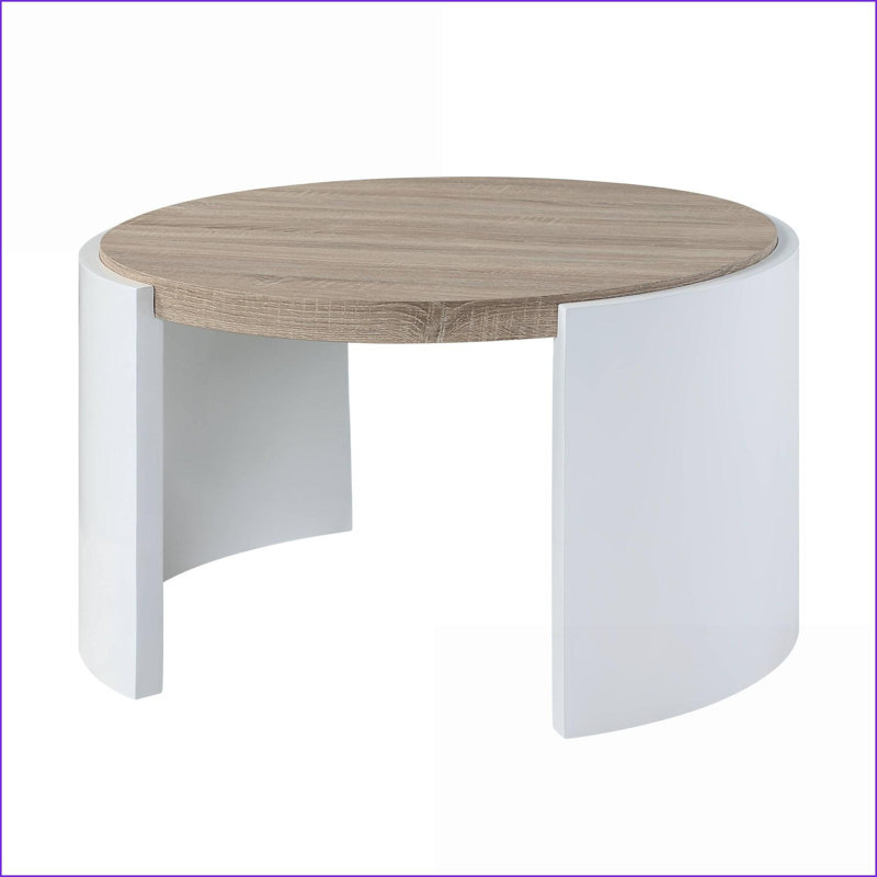 Chêne & amp; Table basse blanche moderne pour le salon, capacité de poids de 70 lb, bois composite durable