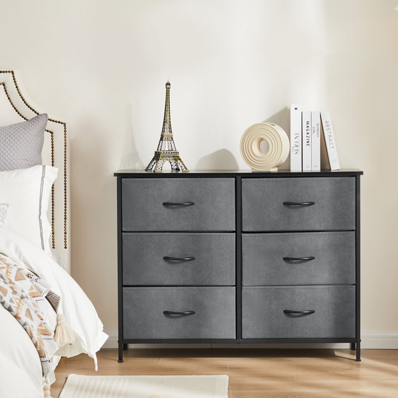  Commode 6 tiroirs Enegess, Gris
