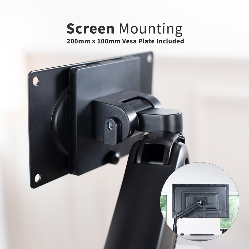 Black Aluminum Single Ultrawide Monitor Desk Mount