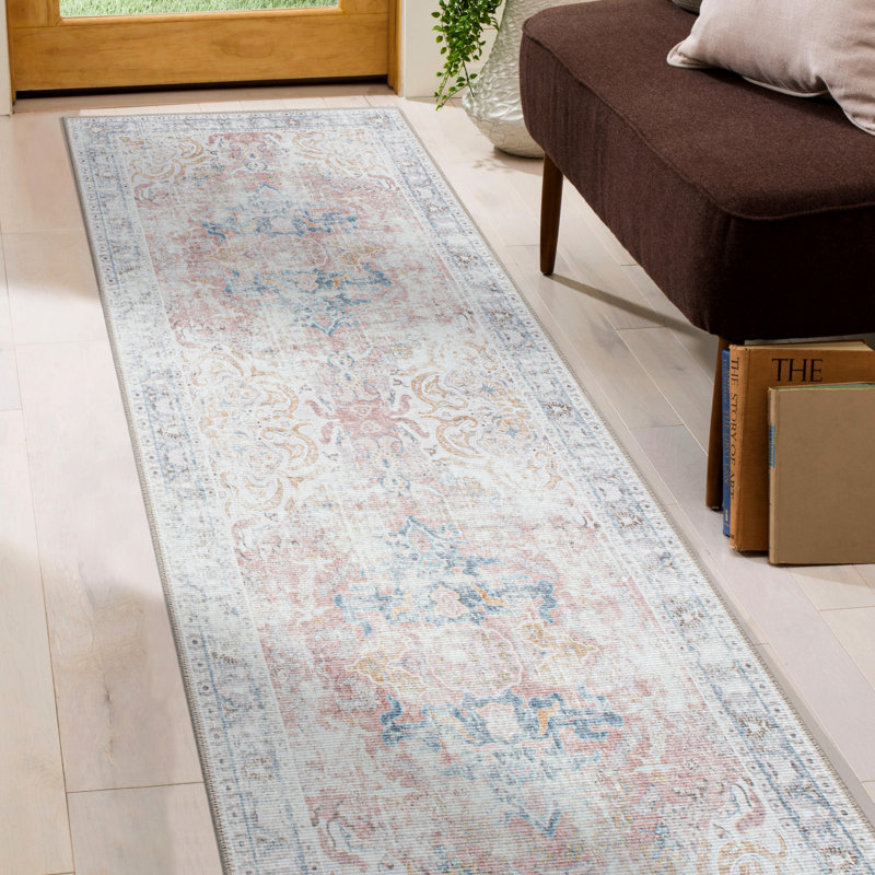 Nolette Oriental Flatweave Machine Washable Polyester Performance Rug, Runner 2'6" x 10'