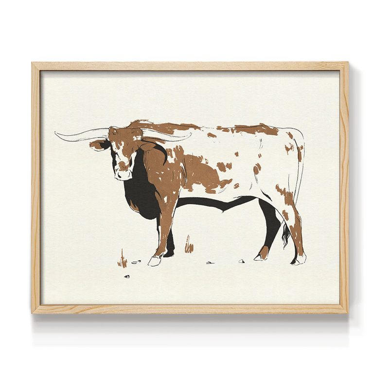 Terre Cotta Steer IV - Reproduction encadrée - Restickable, H 8 po x l 10 po, Naturel