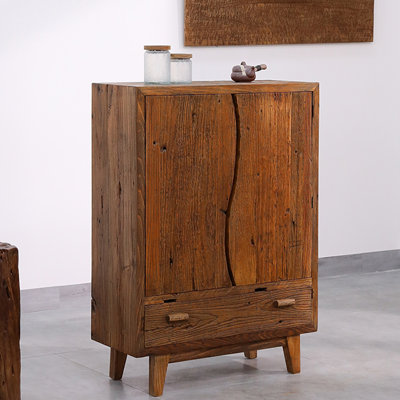 Solid Old Elm Wood Console Cabinet