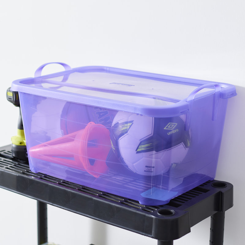 Purple 55 Quart Stackable Plastic Storage Container with Lid