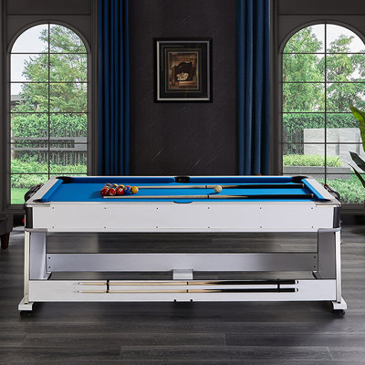 4-in-1 White 83.86" Multi Game Table Includes Billiards, Table Tennis, & Dining Table