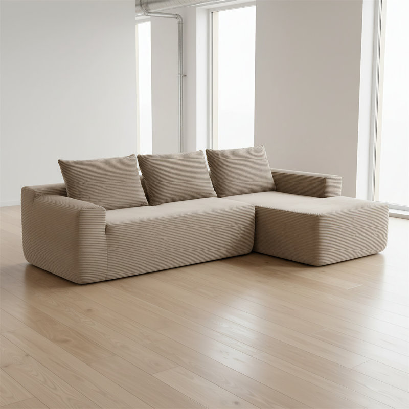 Canapé modulaire de 105 pouces avec fauteuil inclinable en forme de L, avec un design modulaire profond, un revêtement en velours côtelé et aucun assemblage requis.